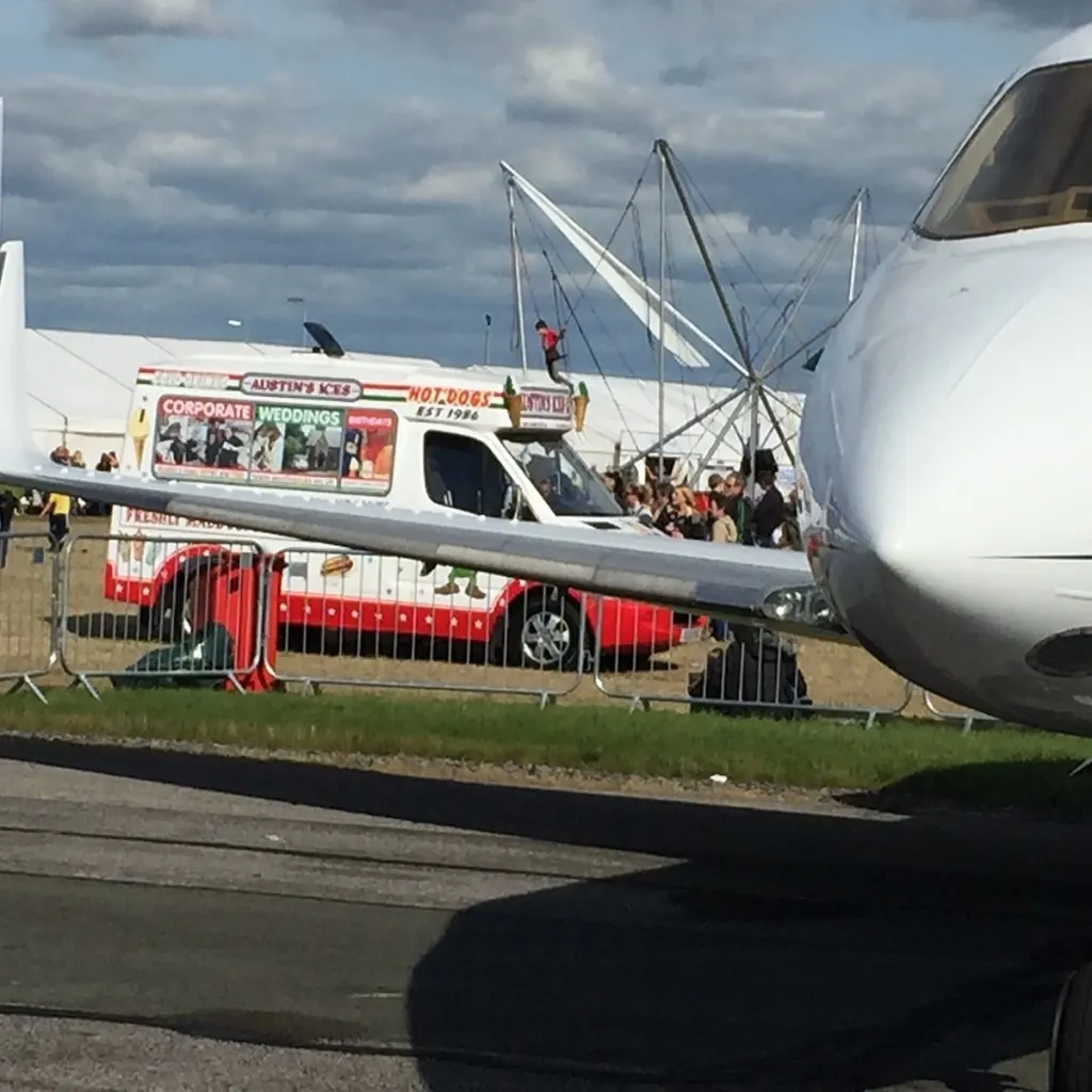 Austins Ices van beside a jet at the Airbus UK family day