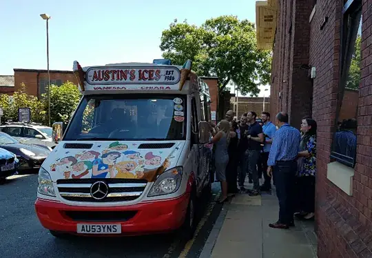 Aldermore Bank staff in Wilmslow on the hottest day of the year