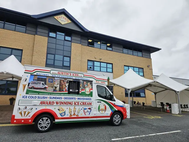 The electric van set up for a corporate event