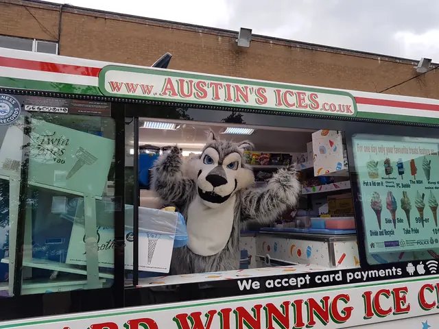 Mascot at the hatch of our award-winning van